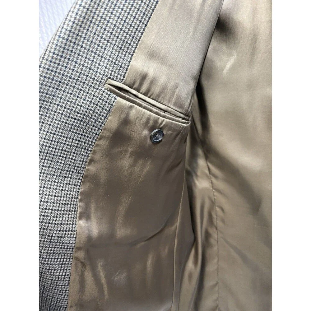 Lauren Ralph Lauren Men's Brown Houndstooth Silk/Wool Blazer 46R Two Button